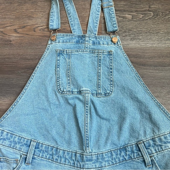 Ingrid and Isabel Women's Maternity Blue Denim Shorts Overalls - Picture 5 of 7